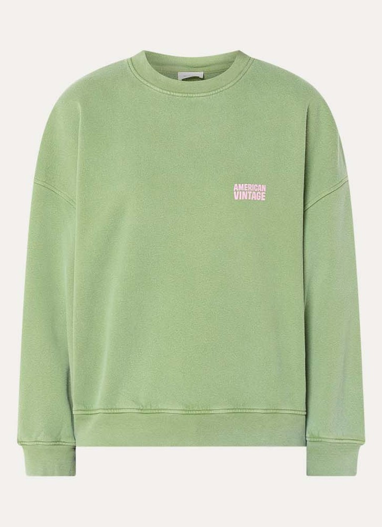 American Vintage Dames Plizzy sweater met logo in de kleur Groen, maat: M