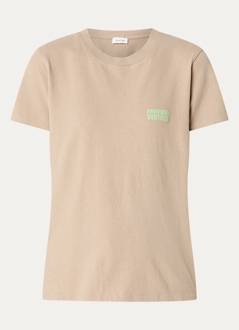 American Vintage Dames Ykobow T-shirt met logo in de kleur Donkerbeige, maat: XS