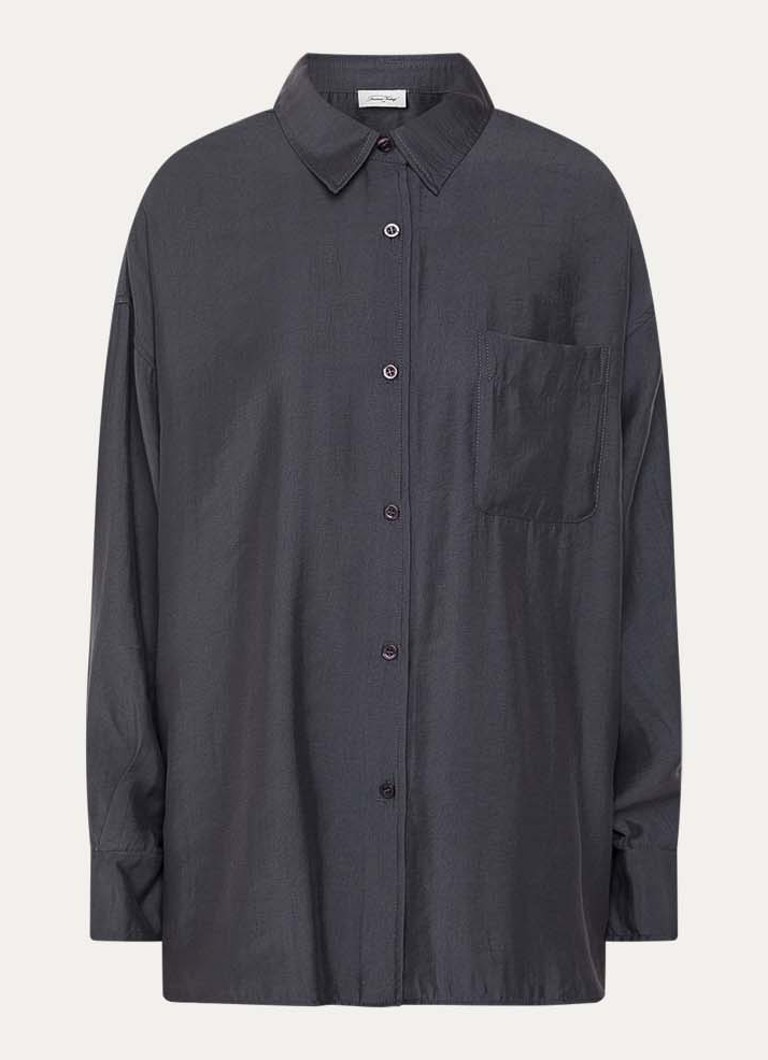 American Vintage Dames Ysoli oversized blouse met borstzak in de kleur Antraciet, maat: XS/S