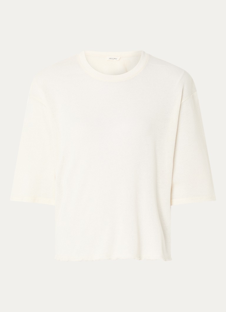 American Vintage Dames Top met opengewerkt dessin in de kleur Gebroken wit, maat: xs/s