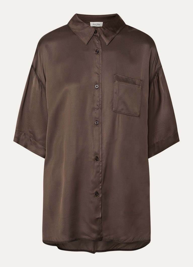 American Vintage Dames Bovalow blouse van satijn in de kleur Donkerbruin, maat: ONE SIZE