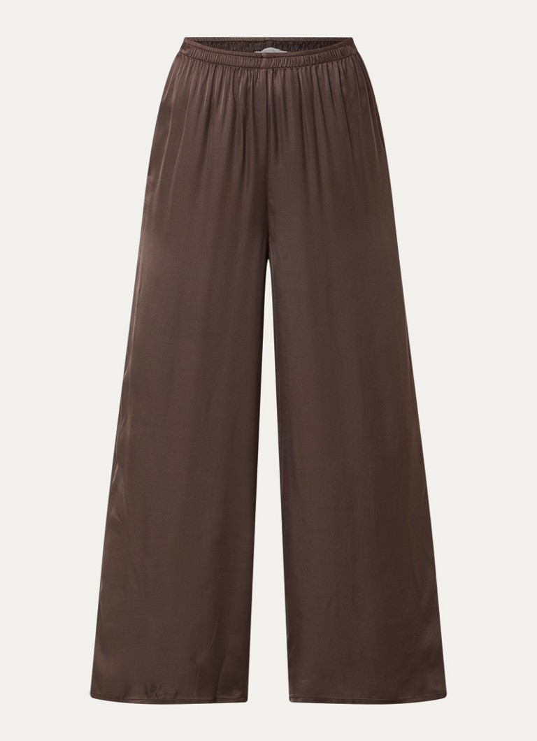 American Vintage Dames Bovalow high waist straight fit pantalon van satijn in de kleur Bruin, maat: L