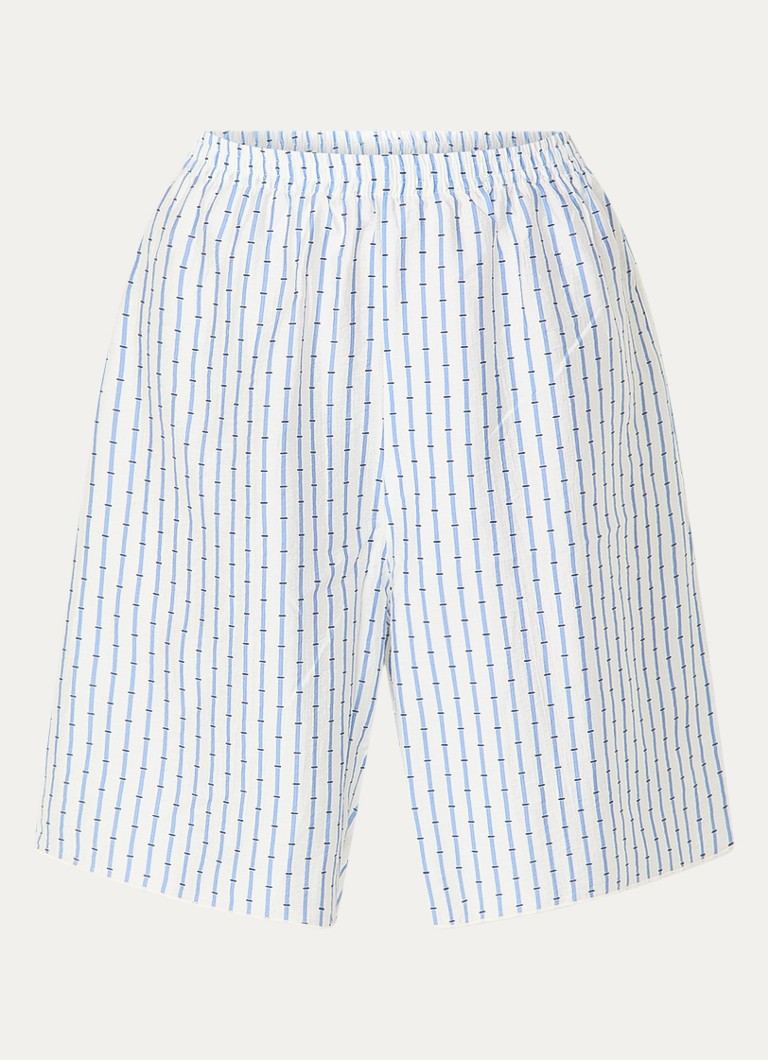 American Vintage Dames High waist wide fit korte broek met streepprint in de kleur Blauw, maat: M