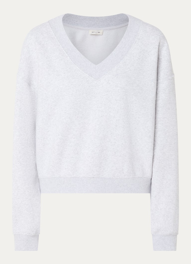 American Vintage Dames Chine sweater met V-hals in de kleur Grijsmele, maat: S