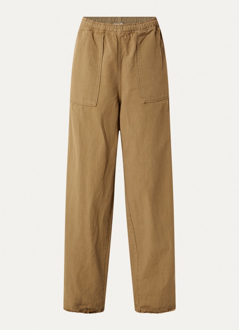 American Vintage Dames Namazliane mid waist wide fit broek met opgestikte zakken in de kleur Mosgroen, maat: L