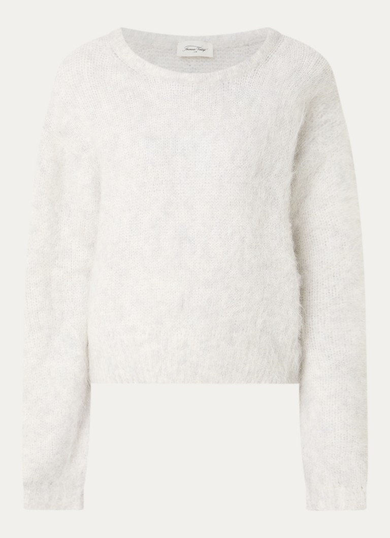 American Vintage Dames Grofgebreide trui in alpaca wolblend in de kleur Gebroken wit, maat: L