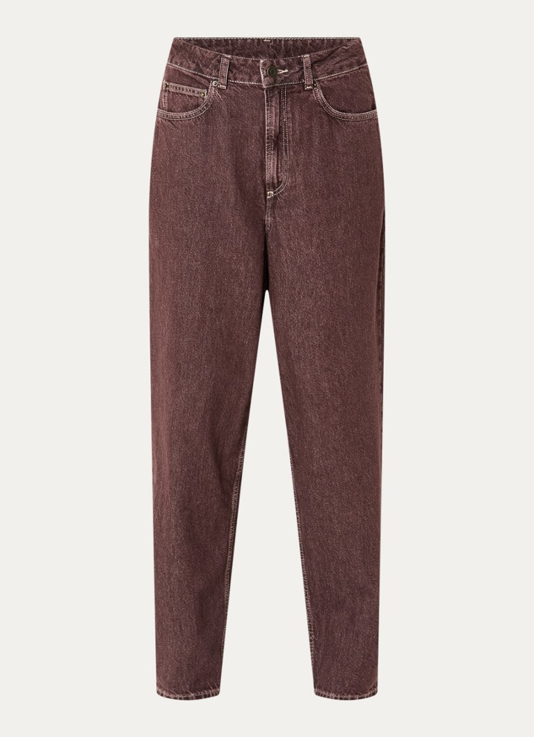 American Vintage Dames Osho high waist loose fit jeans met gekleurde wassing in de kleur Bordeauxrood, maat: W 28