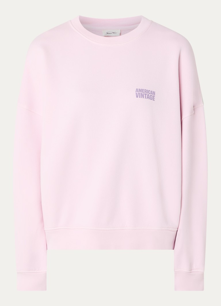 American Vintage Dames Plizzy sweater met logo in de kleur Roze, maat: S