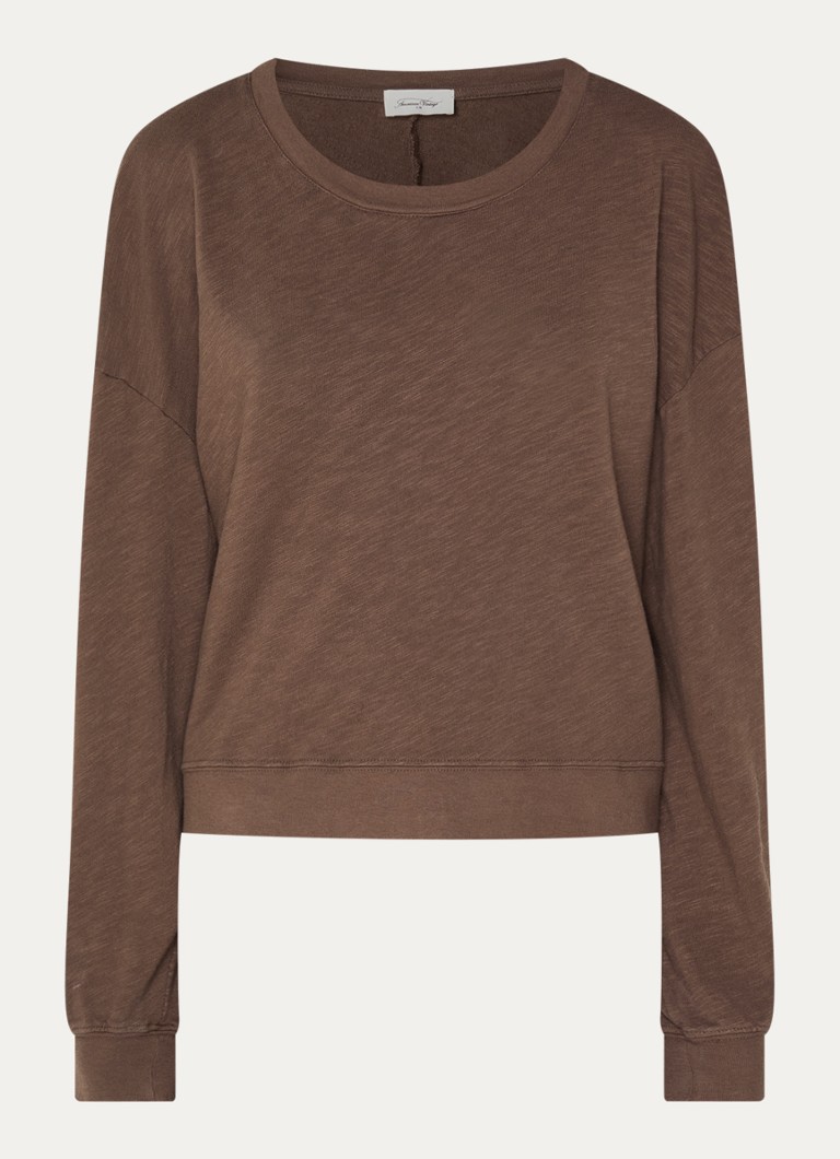 American Vintage Dames Sono sweater met ronde hals in de kleur Lichtbruin, maat: L