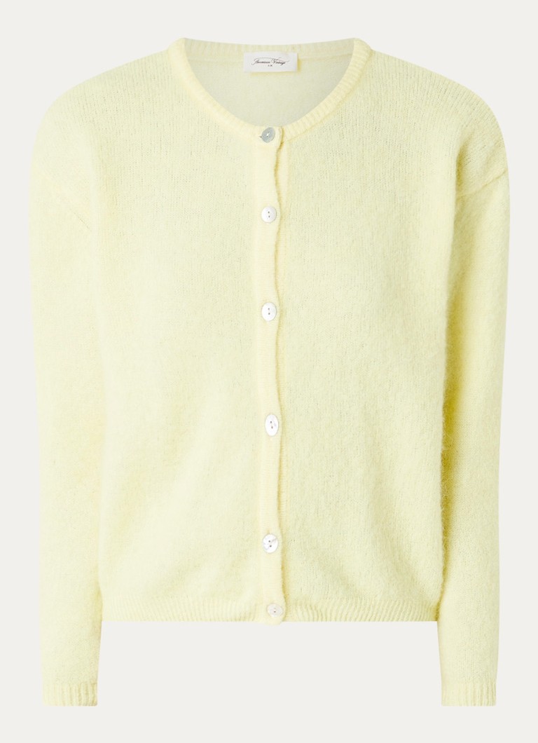 American Vintage Dames Vitow fijngebreid vest in alpaca wolblend in de kleur Geel, maat: M