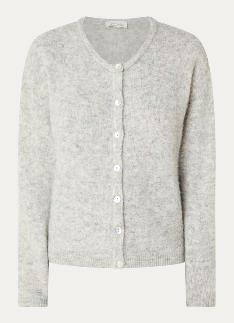 American Vintage Dames Vitow grofgebreid vest in alpaca wolblend in de kleur Lichtgrijs, maat: S