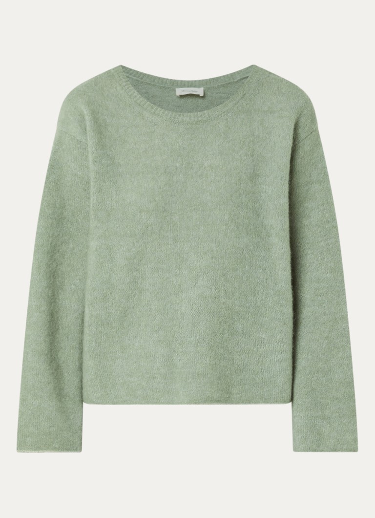 American Vintage Dames Fijngebreide trui in alpaca wolblend in de kleur Lindegroen, maat: S