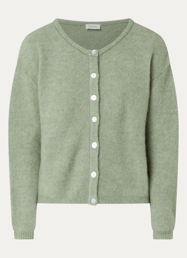 American Vintage Dames Fijngebreid vest in alpaca wolblend in de kleur Lindegroen, maat: S