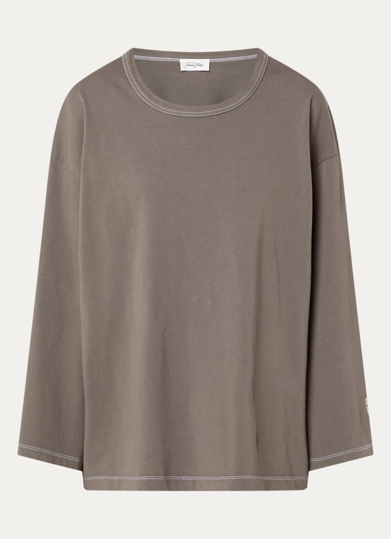 American Vintage Dames Fizvalley long sleeve met ronde hals in de kleur Lichtbruin, maat: XS/S