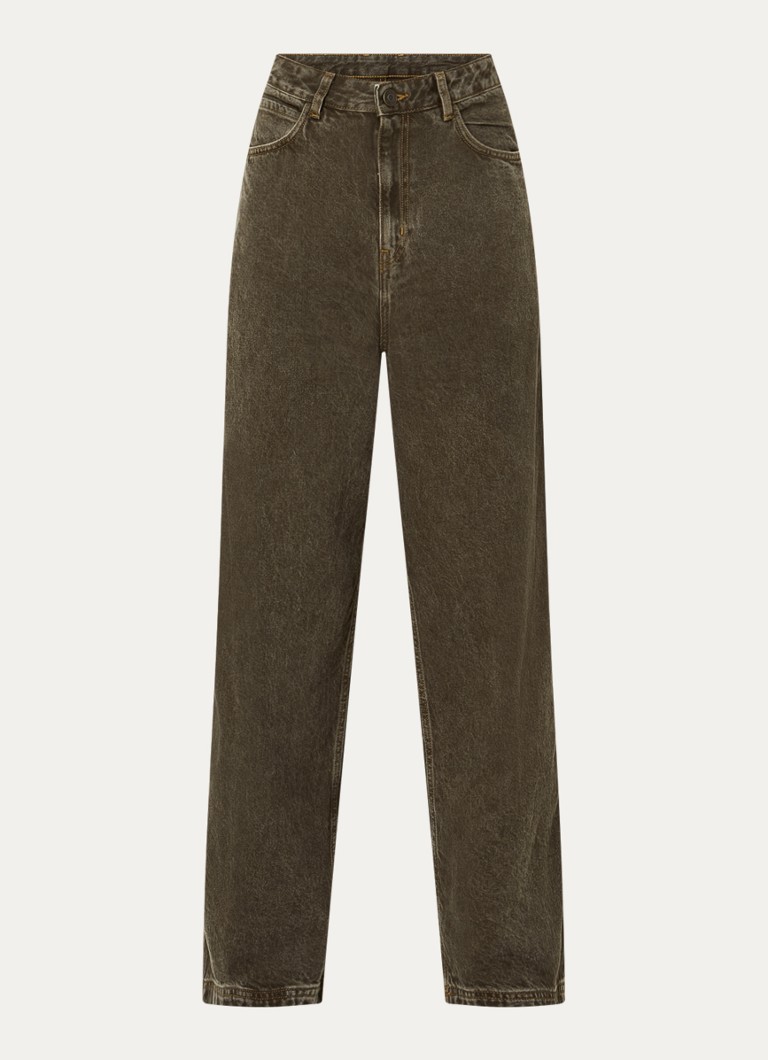 American Vintage Dames Oshow wide fit jeans met gekleurde wassing in de kleur Lichtbruin, maat: 30