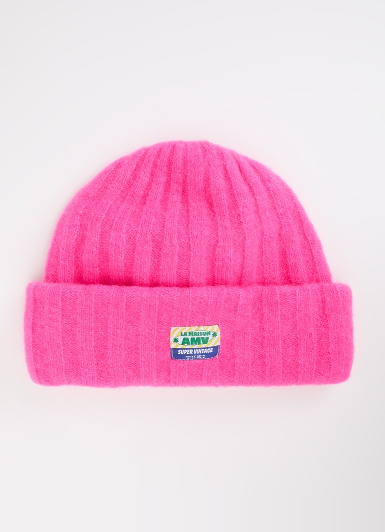 American Vintage Dames Vitow fijngebreide muts in alpaca wolblend in de kleur Fuchsia, maat: OS