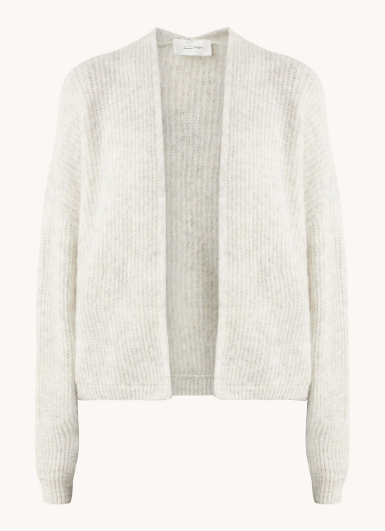 American Vintage Dames East grofgebreid openvallend vest in alpaca wolblend in de kleur Lichtgrijs, maat: M/L