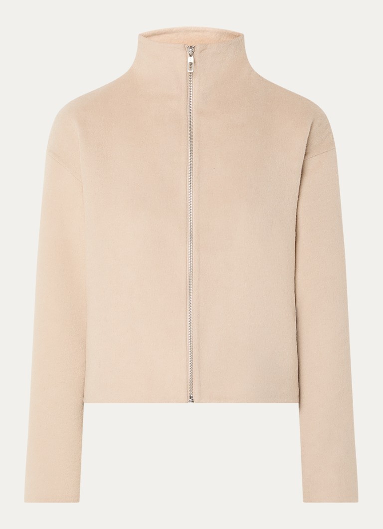 River Woods Dames Jack in wolblend met opstaande kraag in de kleur Beige
