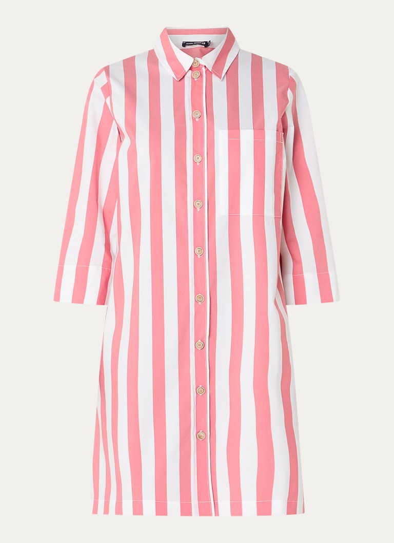 River Woods Dames Mini blousejurk met streepprint in de kleur Roze