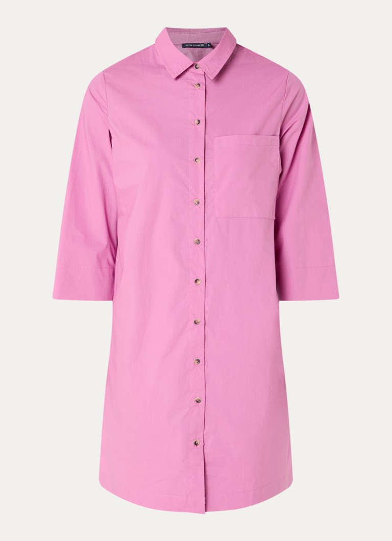River Woods Dames Midi blousejurk met borstzak in de kleur Roze