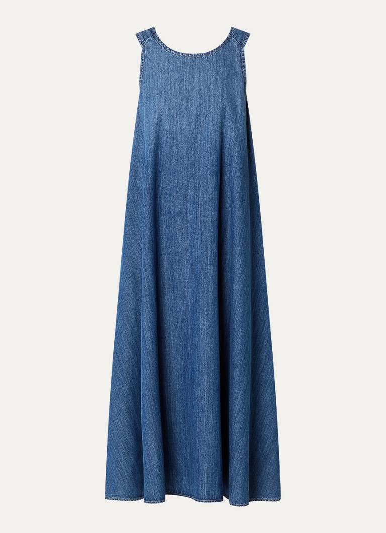 River Woods Dames Midi denim jurk met steekzakken in de kleur Blauw