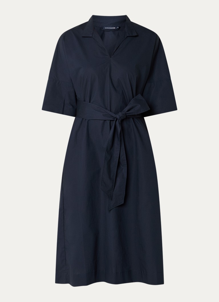 River Woods Dames Maxi tuniekjurk met strikceintuur in de kleur Donkerblauw