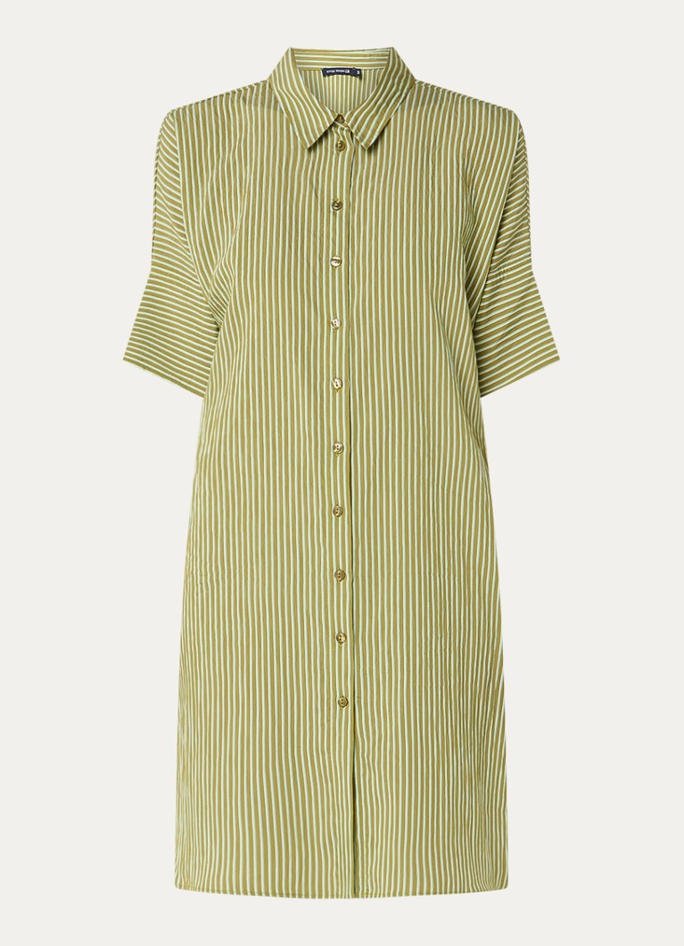 River Woods Dames Mini blousejurk met streepprint en steekzakken in de kleur Mosgroen