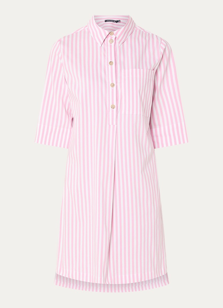 River Woods Dames Mini tuniekjurk met streepprint en borstzak in de kleur Roze