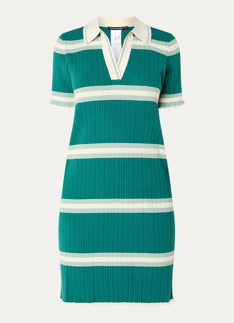 River Woods Dames Grofgebreide mini jurk met streepprint in de kleur Zeegroen