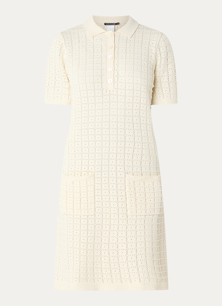 River Woods Dames Mini jurk van crochet met opgestikte zakken in de kleur Gebroken wit
