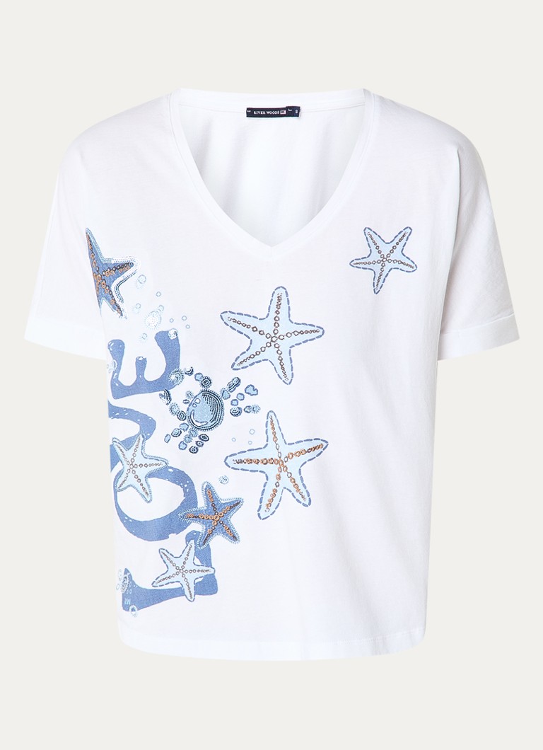 River Woods Dames T-shirt met print in de kleur Wit