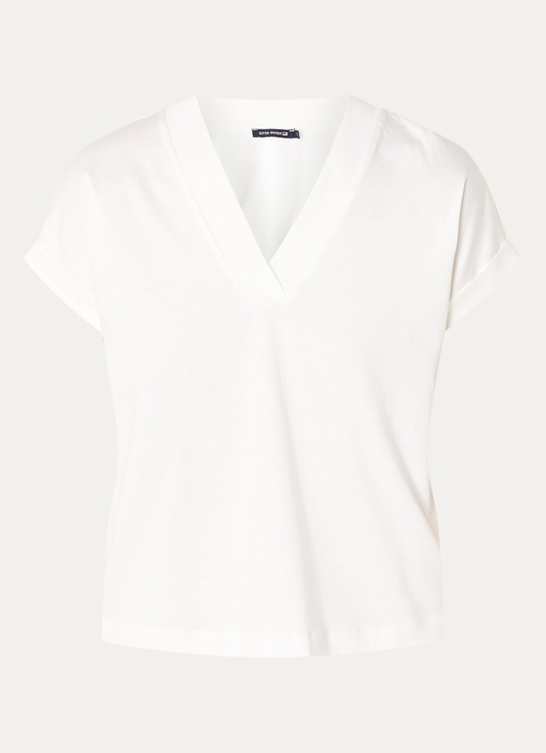 River Woods Dames T-shirt met V-hals in de kleur Gebroken wit