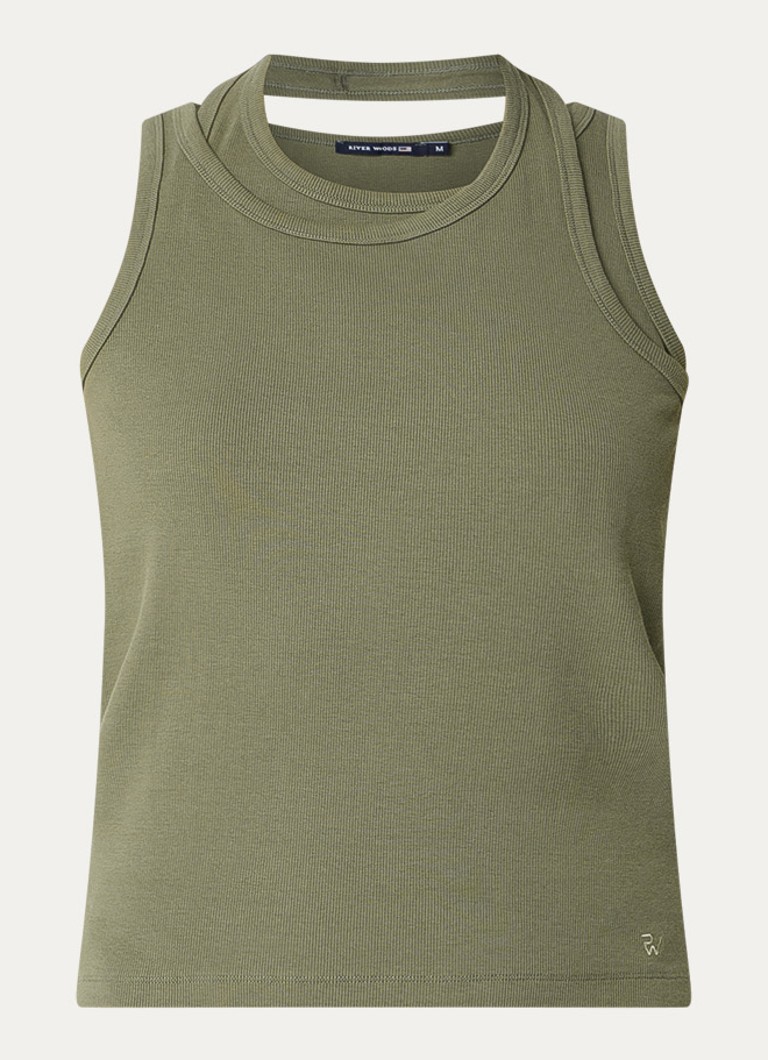 River Woods Dames Tanktop met stretch in de kleur Olijfgroen