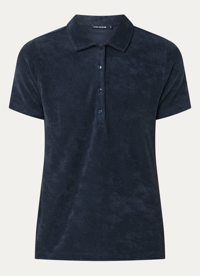 River Woods Dames Polo van fleece in de kleur Donkerblauw