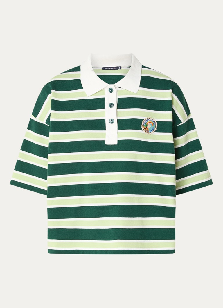 River Woods Dames Polo met streepprint in de kleur Donkergroen