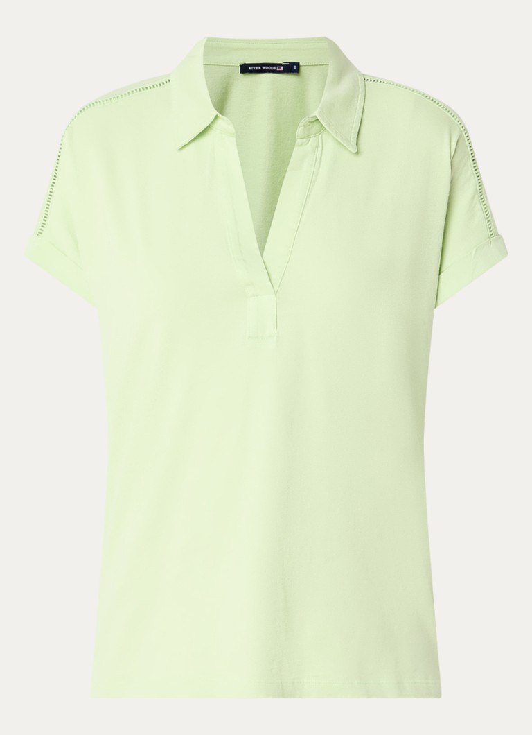 River Woods Dames Tuniek met broderie in de kleur Lichtgroen