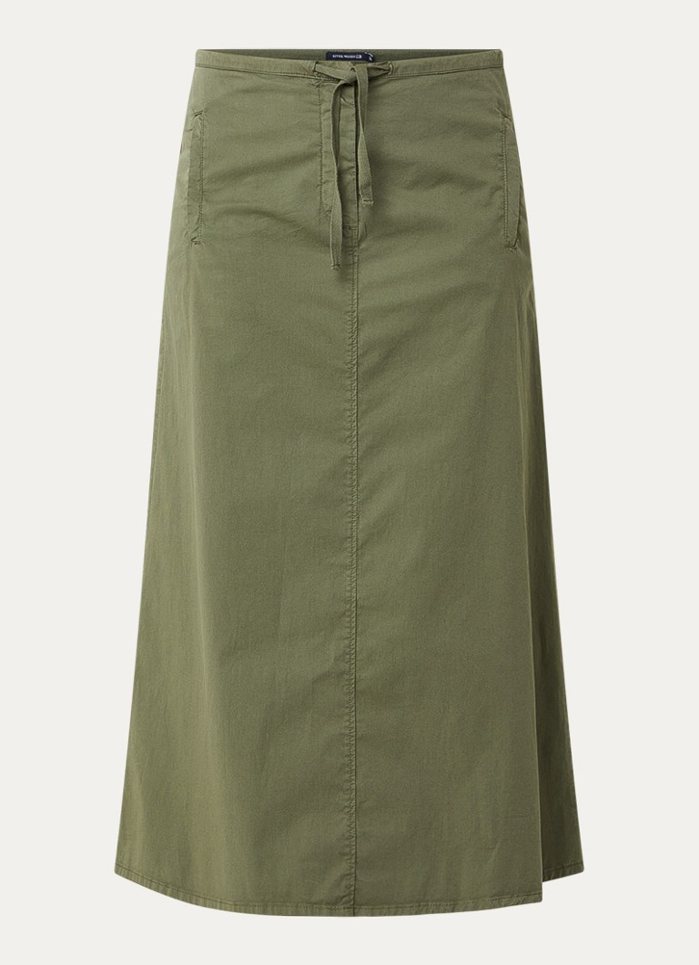 River Woods Dames Midi rok met steekzakken in de kleur Legergroen