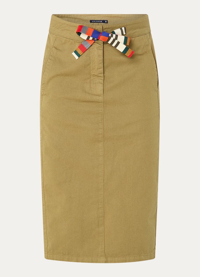 River Woods Dames Midi rok van denim met steekzakken in de kleur Mosgroen