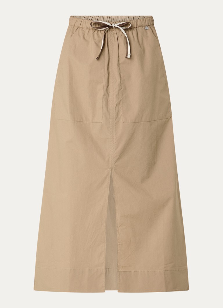 River Woods Dames Midi rok met split in de kleur Camel