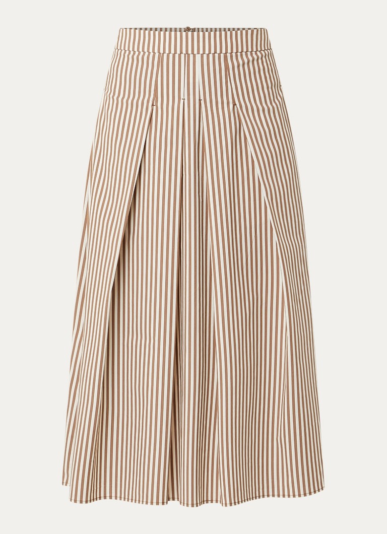 River Woods Dames Midi jurk met streepprint en plooidetail in de kleur Lichtbruin