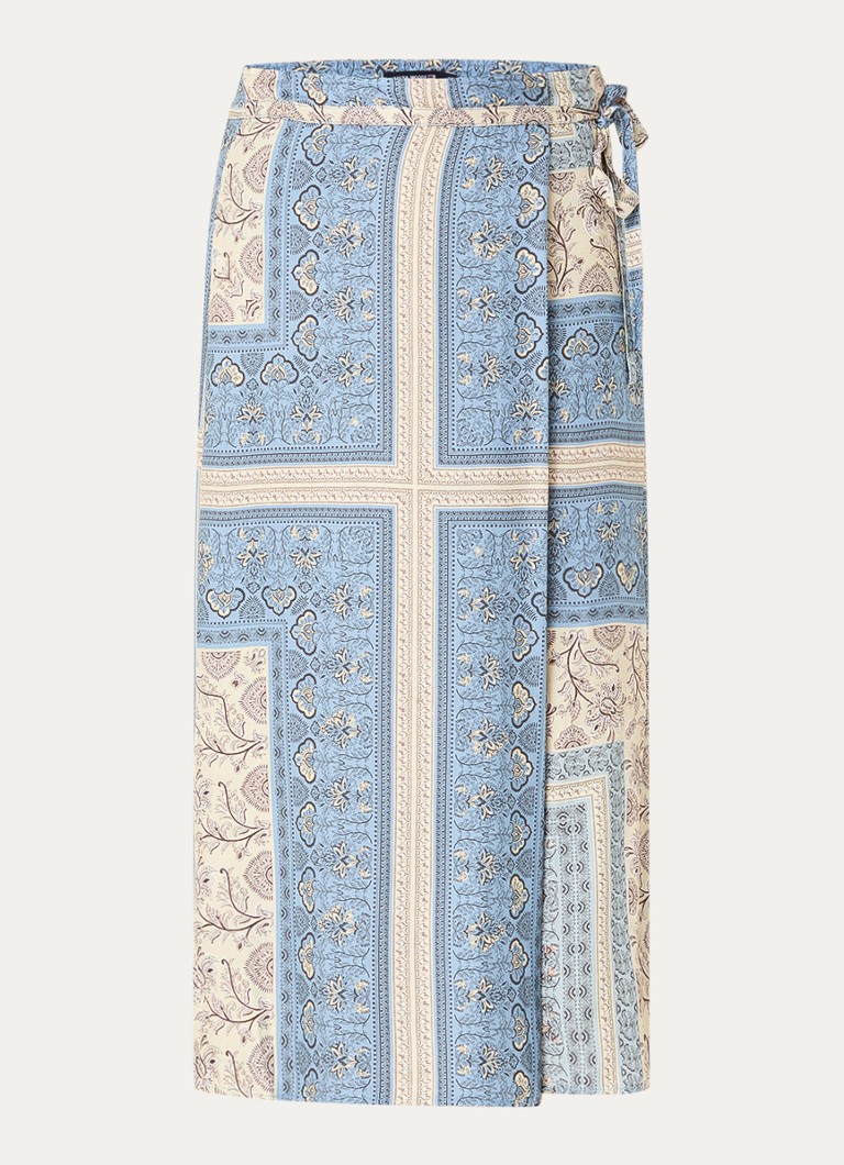 River Woods Dames Midi wikkelrok met print in de kleur Blauw