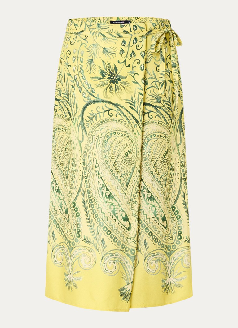 River Woods Dames Midi wikkelrok met print in de kleur Geel