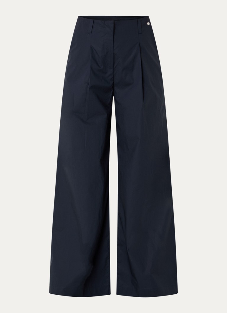 River Woods Dames High waist straight leg pantalon met steekzakken in de kleur Donkerblauw