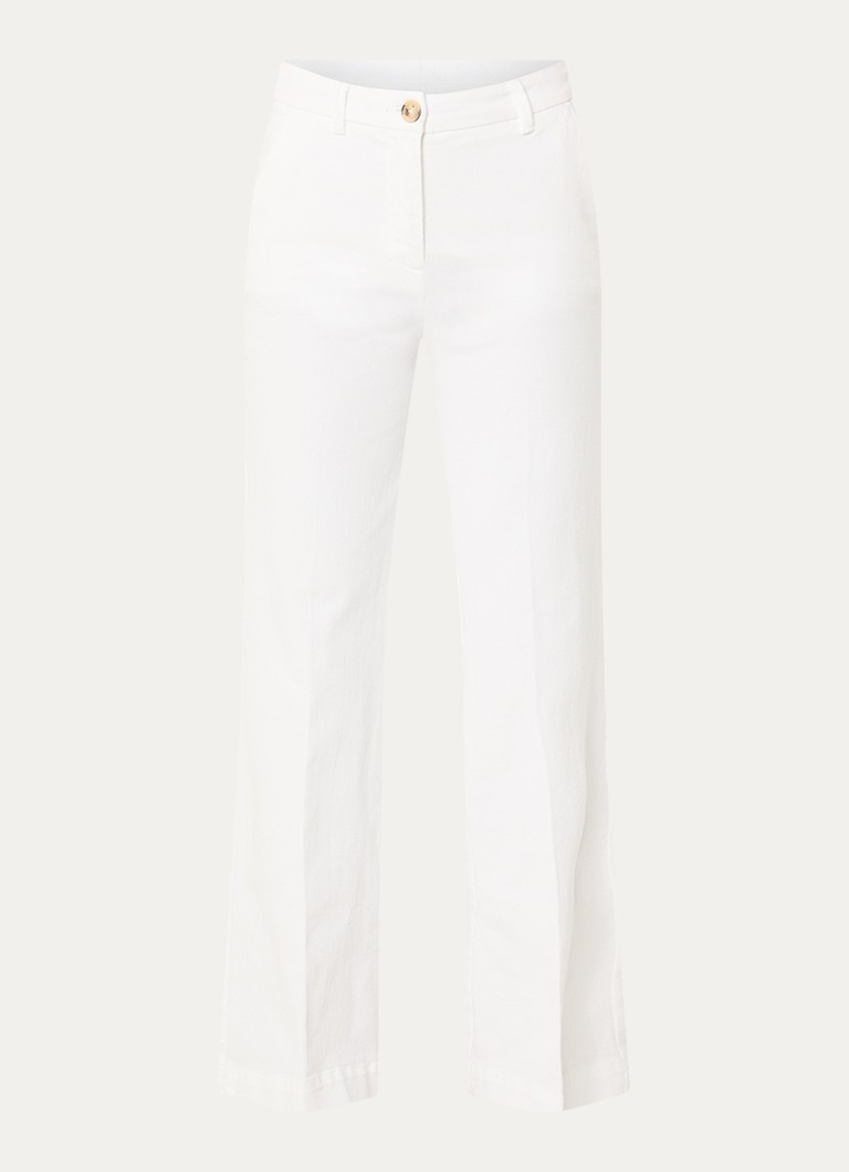 River Woods Dames High waist wide leg broek met steekzakken in de kleur Gebroken wit