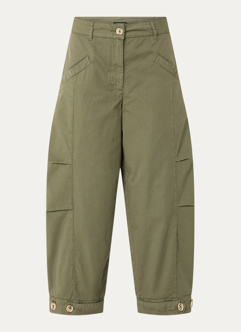 River Woods Dames High waist loose fit cropped broek met steekzakken in de kleur Khaki
