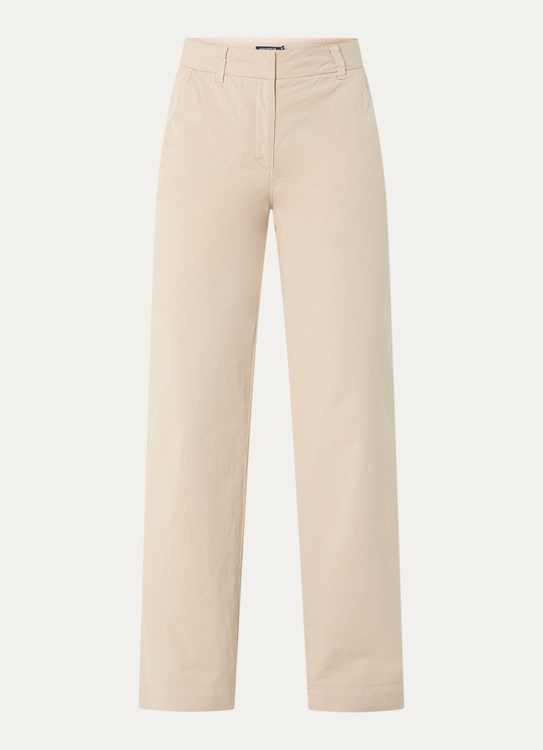 River Woods Dames Mid waist straight fit chino met steekzakken in de kleur Zand