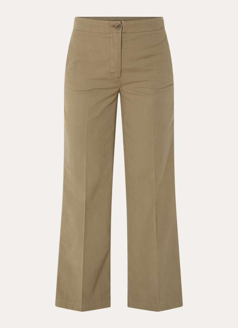 River Woods Dames High waist straight fit broek met steekzakken in de kleur Khaki