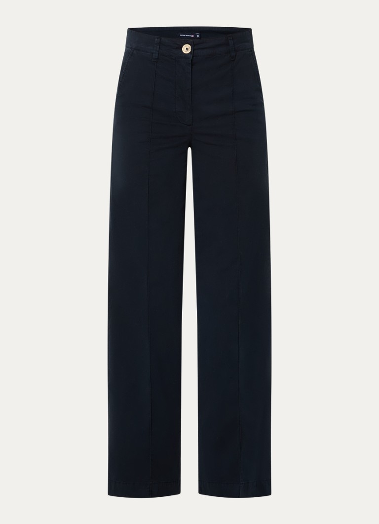 River Woods Dames High waist wide fit broek met steekzakken in de kleur Donkerblauw