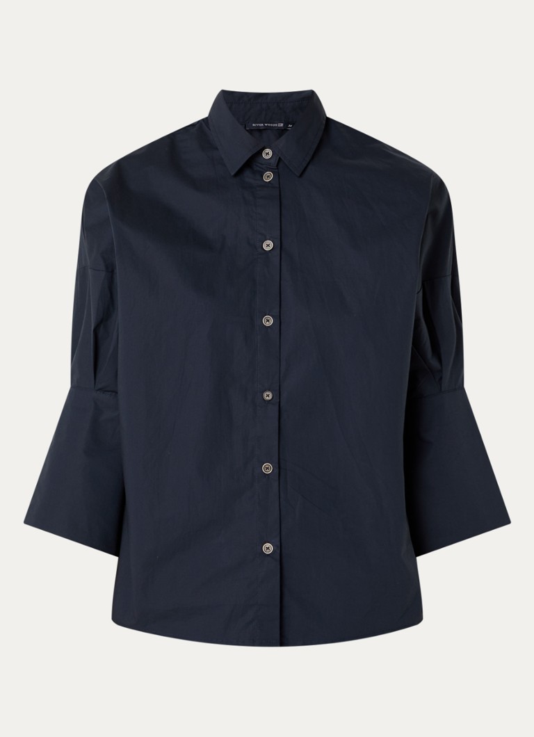 River Woods Dames Blouse met kraag in de kleur Indigo