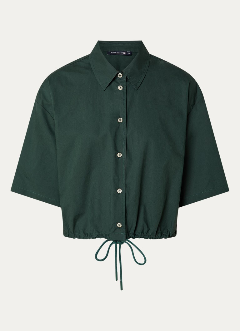 River Woods Dames Cropped blouse met trekkoord in de kleur Donkergroen